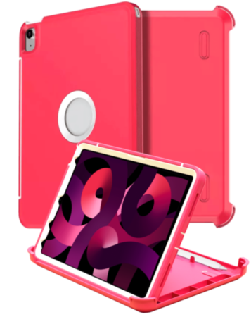 Heavy Duty Case with Clip - PINK WHITE for iPad Air 4 / Air 5 / Pro 11 (1st / 2nd / 3rd / 4th) (Only Ground Shipping)