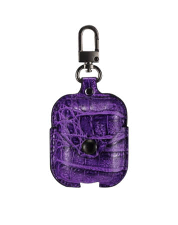 AirPods 1/2 Fashion Leather Case - PATTERNED PURPLE (Only Ground Shipping)