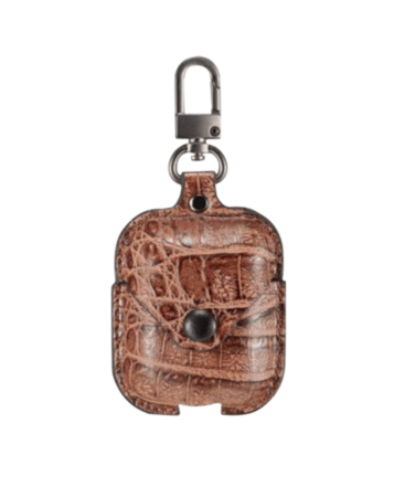 AirPods 1/2 Fashion Leather Case - PATTERNED BROWN (Only Ground Shipping)