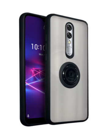 Coolpad Legacy Brisa Hard PC Rear / Soft TPU Colorful Border Case with I-ring Holder - BLACK (Only Ground Shipping)