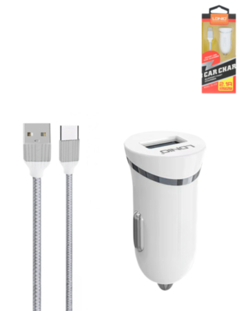 USB A Car Charger with USB A-C Charging Cable (3ft) (12W) (Only Ground Shipping)