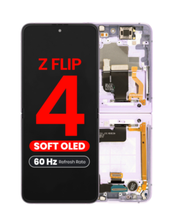OLED Assembly with Frame for Galaxy Z Flip 4 F721 (VIOLET) (US & International) (Aftermarket OLED / 60HZ)