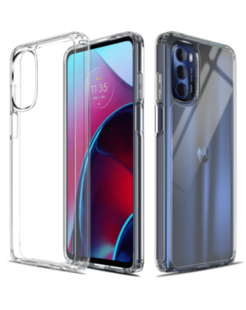 Moto G52 Hybrid Case with Air Cushion Technology - CLEAR (Only Ground Shipping)