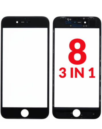 G+ OCA PRO 3-in-1 (Front Glass + Frame + OCA) for iPhone 8 (BLACK) (Premium) (Pack of 2)
