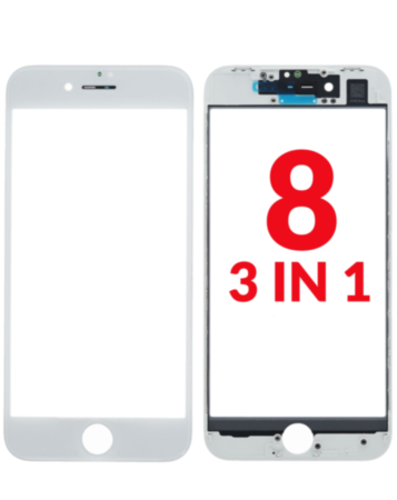 G+ OCA PRO 3-in-1 (Front Glass + Frame + OCA) for iPhone 8 (WHITE) (Premium) (Pack of 2)