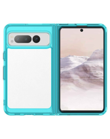 Google Pixel Fold Hybrid Bumper Transparent Case - TEAL (Only Ground Shipping)