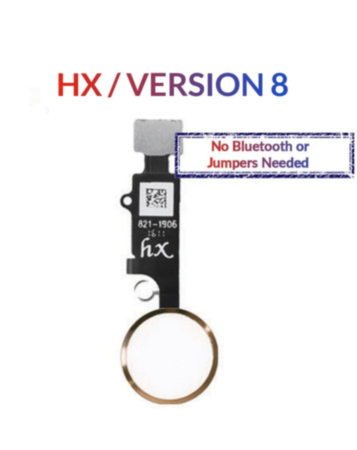 Shop the gold Home Button solution flex cable for iPhone 8 Plus, 8, SE 2020, 7 Plus, and 7 – HX version 8, no Bluetooth or jumpers needed.