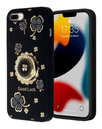 Luxury Diamond Shiny Cases with Ring - BLACK for iPhone 7 / 8 (Only Ground Shipping)