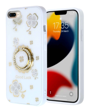 Luxury Diamond Shiny Cases with Ring - WHITE for iPhone 7 / 8 (Only Ground Shipping)