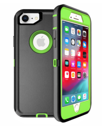 Heavy Duty Case for iPhone 7 / 8 (BLACK & GREEN) (Only Ground Shipping)
