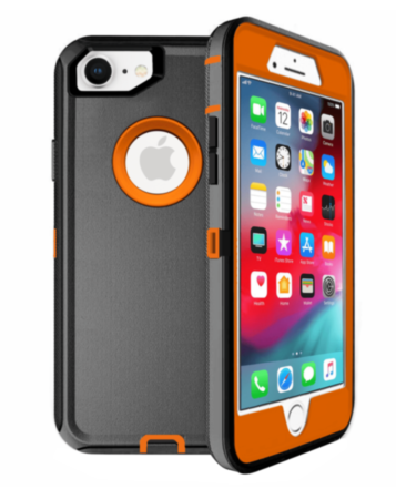 Heavy Duty Case for iPhone 7 / 8 (BLACK & ORANGE) (Only Ground Shipping)