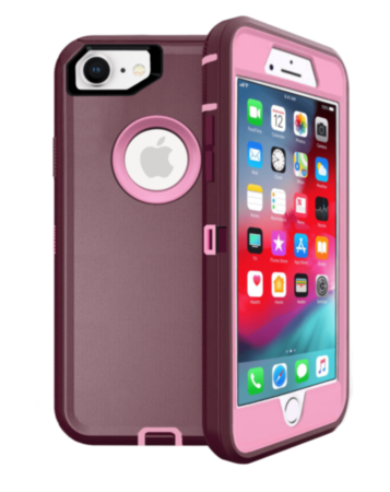 Heavy Duty Case for iPhone 7 / 8 (MAROON & PINK) (Only Ground Shipping)