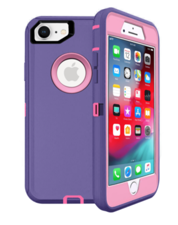 Heavy Duty Case for iPhone 7 / 8 (PURPLE & LIGHT PINK) (Only Ground Shipping)