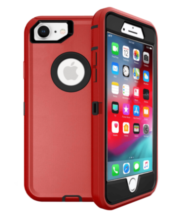 Heavy Duty Case for iPhone 7 / 8 (RED & BLACK) (Only Ground Shipping)