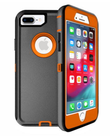 Heavy Duty Case for iPhone 8P / 7P (BLACK & ORANGE) (Only Ground Shipping)