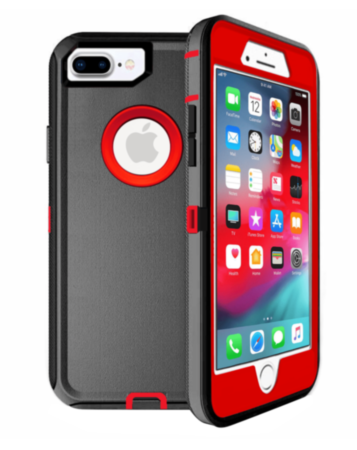 Heavy Duty Case for iPhone 8P / 7P (BLACK & RED) (Only Ground Shipping)