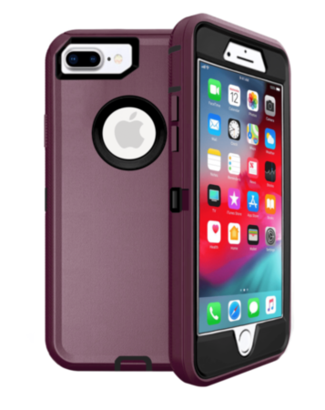 Heavy Duty Case for iPhone 8P / 7P (MAROON & BLACK) (Only Ground Shipping)