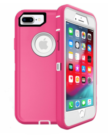 Heavy Duty Case for iPhone 8P / 7P (HOT PINK & WHITE) (Only Ground Shipping)