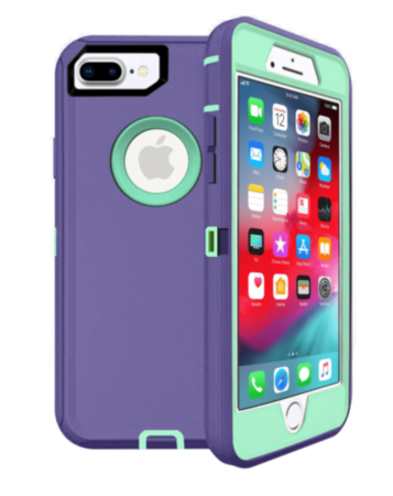 Heavy Duty Case for iPhone 8P / 7P (PURPLE & TEAL) (Only Ground Shipping)