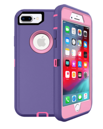 Heavy Duty Case for iPhone 8P / 7P (PURPLE & LIGHT PINK) (Only Ground Shipping)