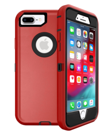 Heavy Duty Case for iPhone 8P / 7P (RED & BLACK) (Only Ground Shipping)