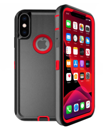 Heavy Duty Case for iPhone X / XS (BLACK & RED) (Only Ground Shipping)