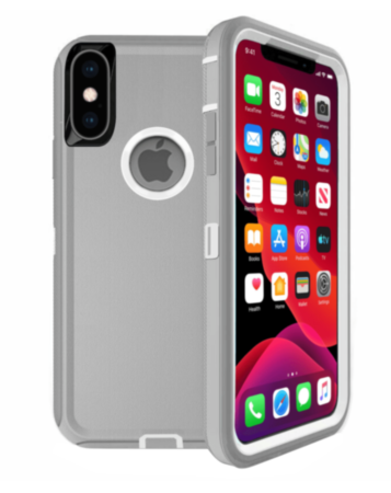 Heavy Duty Case for iPhone X / XS (GRAY & WHITE) (Only Ground Shipping)