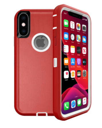 Heavy Duty Case for iPhone X / XS (RED & WHITE) (Only Ground Shipping)