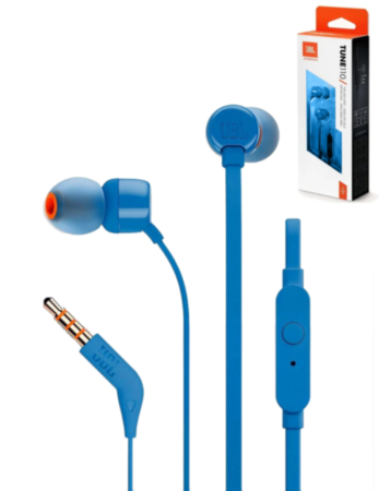 JBL Tune 110 Wired In-Ear Headphones (ECO PKG) (BLUE) (Only Ground Shipping)