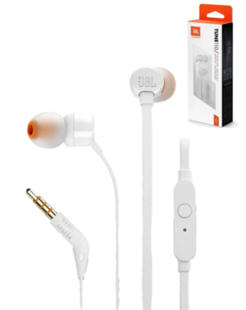 JBL Tune 110 Wired In-Ear Headphones (ECO PKG) (WHITE) (Only Ground Shipping)