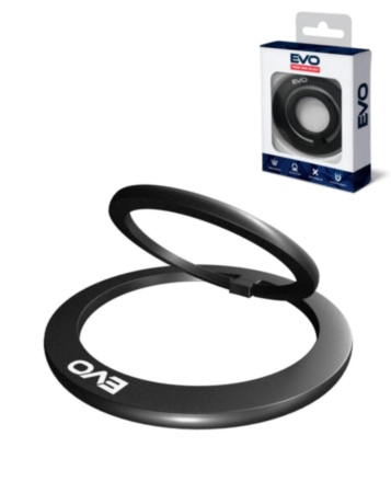 EVO MO1 Magnetic Phone Ring Compatible with Wireless Charging - BLACK (Only Ground Shipping)