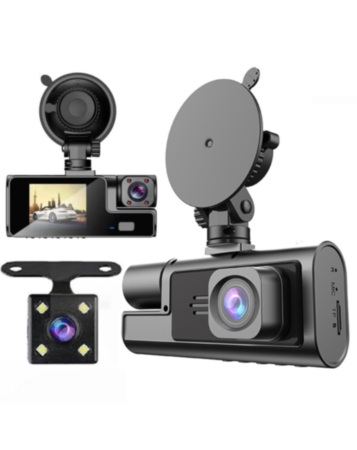 Night Vision Full HD Dash Cam with (1800 mAh) Battery (1280*720P / 30FPS) (Front / In-Cabin / Tail Camera) (Only Ground Shipping)