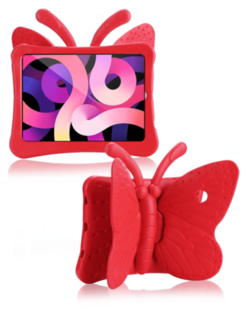 Butterfly Shockproof Kids Case - RED for iPad Mini 6 / 7 (A17 Pro) (Only Ground Shipping)