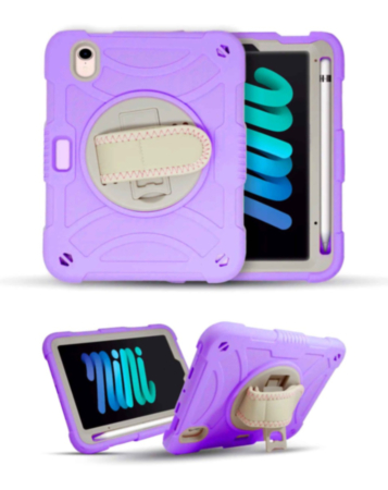 Hand Adjustable Heavy Duty Case with Shoulder Strap - LILAC for iPad Mini 6 / 7 (A17 Pro) (Only Ground Shipping)