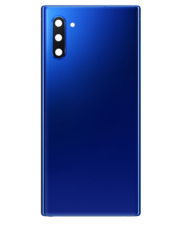 Buy the Back Glass with Camera Lens and Adhesive for Galaxy Note 10 in Aura Blue, no logo.