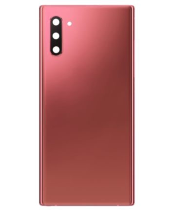 Shop the Back Glass with Camera Lens and Adhesive for Galaxy Note 10 in Aura Pink, no logo.
