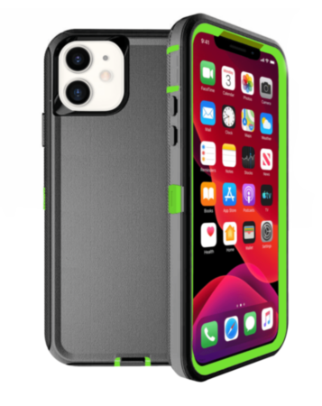 Heavy Duty Case for iPhone 12 / 12 Pro (BLACK & GREEN) (Only Ground Shipping)