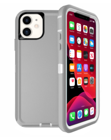 Heavy Duty Case for iPhone 12 / 12 Pro (GRAY & WHITE) (Only Ground Shipping)