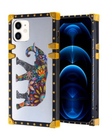 Square Case with Mirror Design - Style 2 for iPhone 12 / 12 Pro (Only Ground Shipping)