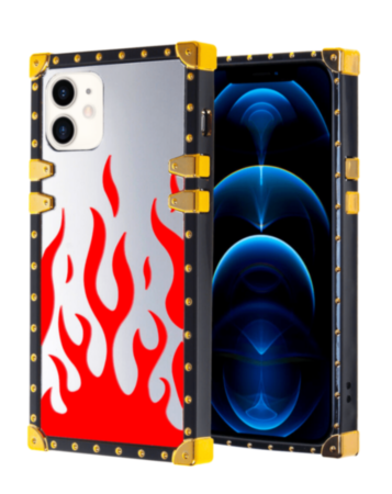 Square Case with Mirror Design - Style 4 for iPhone 12 / 12 Pro (Only Ground Shipping)