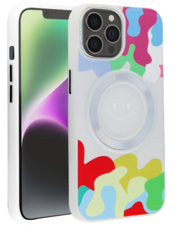 Happy Face Wireless Charging Case - WHITE for iPhone 12 / 12 Pro (Only Ground Shipping)
