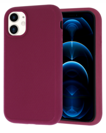 Dual Layer Serrated Case - MAROON for iPhone 12 / 12 Pro (Only Ground Shipping)