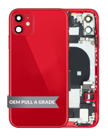 Back Housing Frame with Charging Port Flex & Small Parts for iPhone 11 (RED) (OEM Pull A Grade)