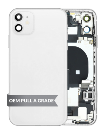 Back Housing Frame with Charging Port Flex & Small Parts for iPhone 11 (WHITE) (OEM Pull A Grade)