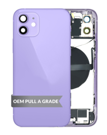 Back Housing Frame with Charging Port Flex & Small Parts for iPhone 12 (PURPLE) (OEM Pull A Grade)