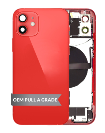 Back Housing Frame with Charging Port Flex & Small Parts for iPhone 12 (RED) (OEM Pull A Grade)