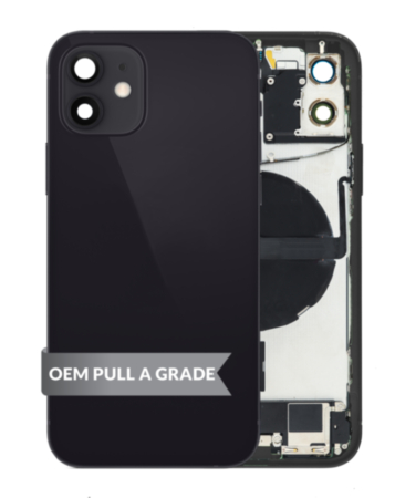 Back Housing Frame with Small Components Pre-Installed for iPhone 12 (BLACK) (International) (OEM Pull A Grade)