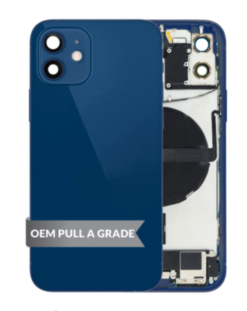 Back Housing Frame with Small Components Pre-Installed for iPhone 12 (BLUE) (International) (OEM Pull A Grade)