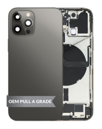 Back Housing Frame with Charging Port Flex & Small Parts for iPhone 12 Pro (GRAPHITE) (OEM Pull A Grade)