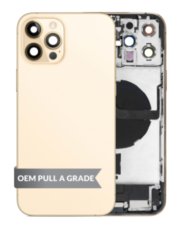 Back Housing Frame with Charging Port Flex & Small Parts for iPhone 12 Pro Max (GOLD) (OEM Pull A Grade)